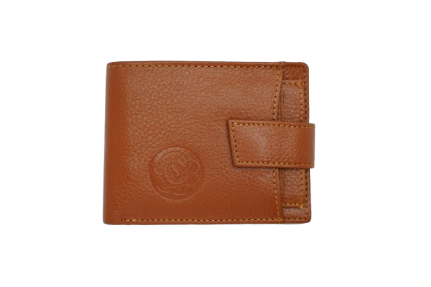 Komacat Men’s Leather Bifold Wallet with Snap Lock | Pebbled Finish