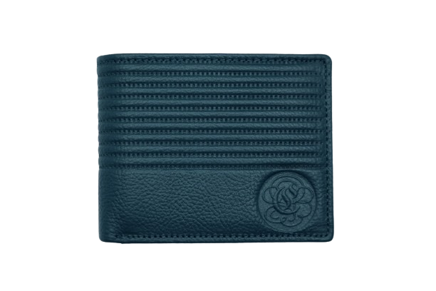 Komacat Men’s Leather Bifold Wallet | Stripes Finish
