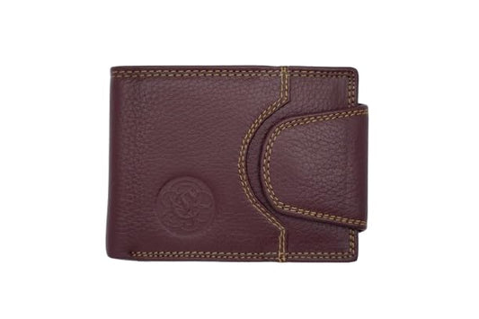 Komacat Men’s Leather Bifold Wallet with Button lock