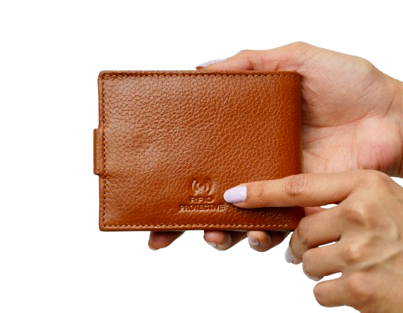 Komacat Men’s Leather Bifold Wallet with Snap Lock | Pebbled Finish