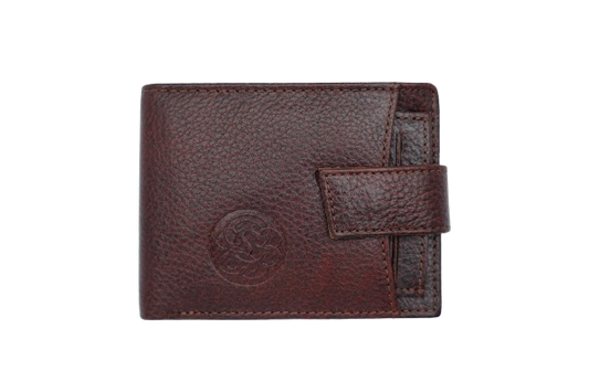 Komacat Men’s Leather Bifold Wallet with Snap Lock | Pebbled Finish