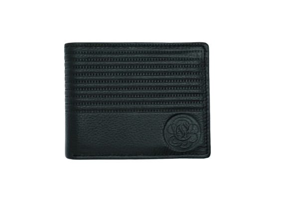 Komacat Men’s Leather Bifold Wallet | Stripes Finish