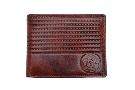 Komacat Men’s Leather Bifold Wallet | Stripes Finish