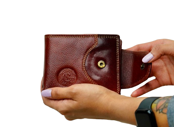 Komacat Men’s Leather Bifold Wallet with Button lock