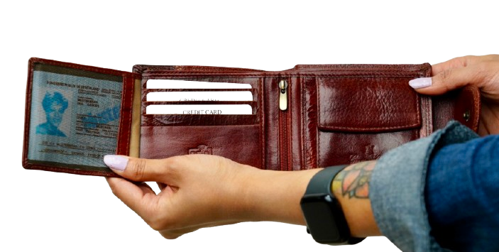 Komacat Men’s Leather Bifold Wallet with Button lock
