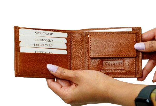 Komacat Men’s Leather Bifold Wallet with Snap Lock | Pebbled Finish