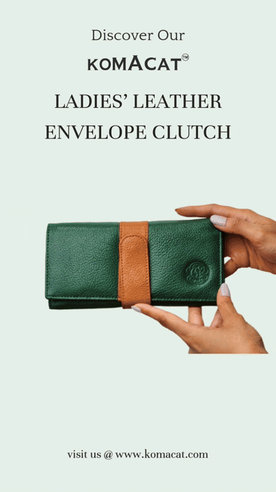 Komacat Leather Ladies’ Envelope Clutch | Snap Button Lock