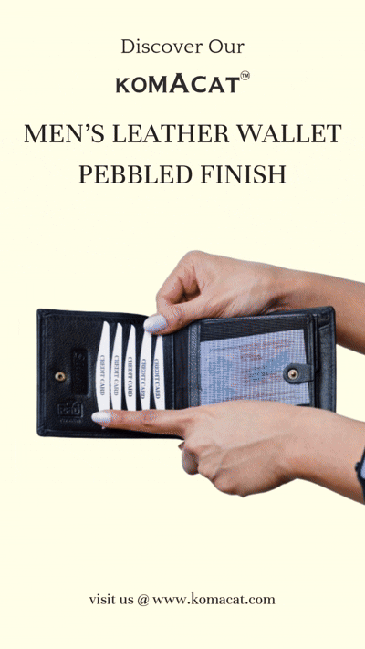 Komacat Men’s Leather Bifold Wallet | Pebbled Finish