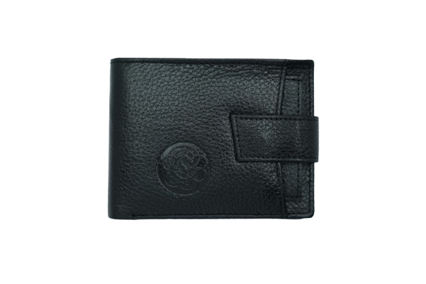 Komacat Men’s Leather Bifold Wallet with Snap Lock | Pebbled Finish