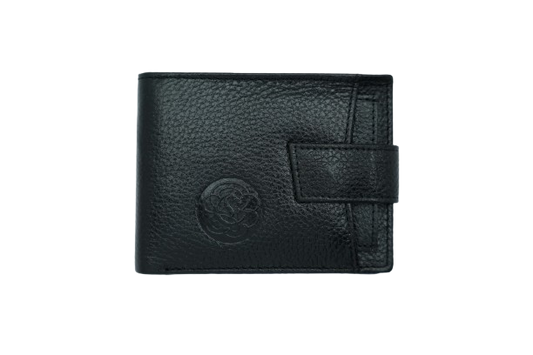 Komacat Men’s Leather Bifold Wallet with Snap Lock | Pebbled Finish