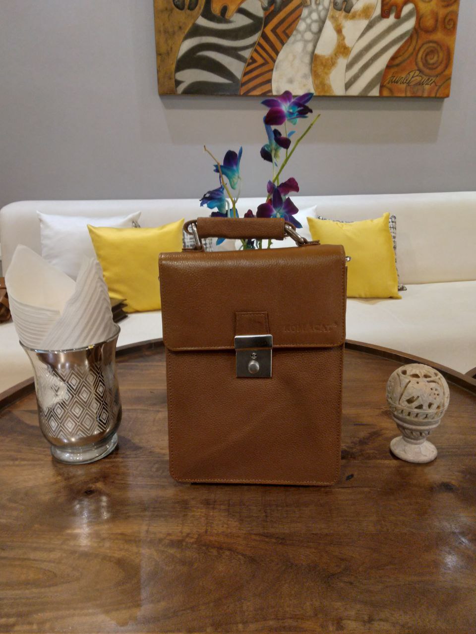 Komacat Leather Cross Body & Side Bag with Carry Handles